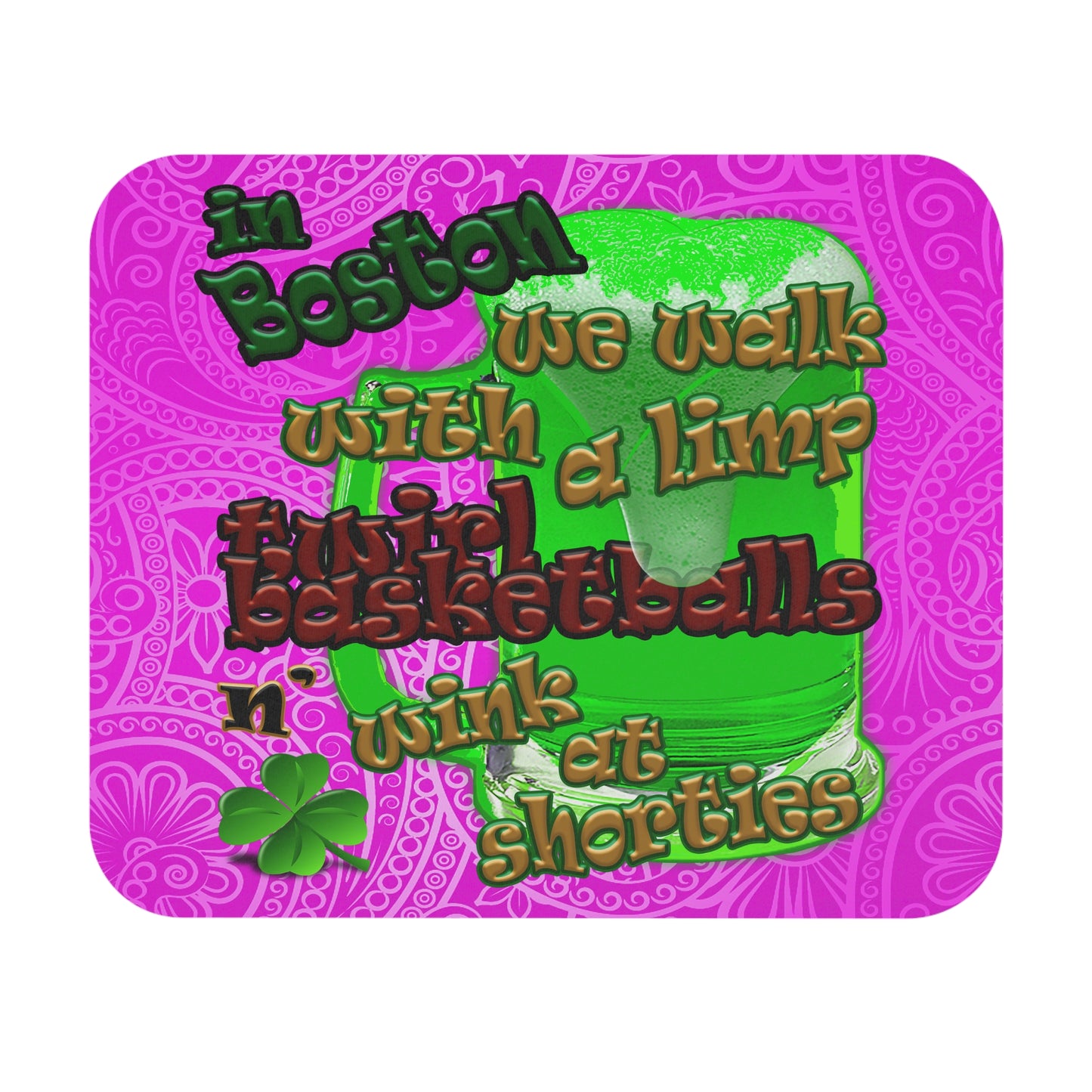 celtics logo - Mouse Pad (Rectangle) (pink swirl)