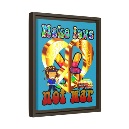 love peace - framed canvas art (turquoise)