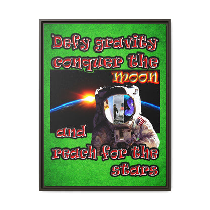 defy conquer reach - framed canvas art (green turf)