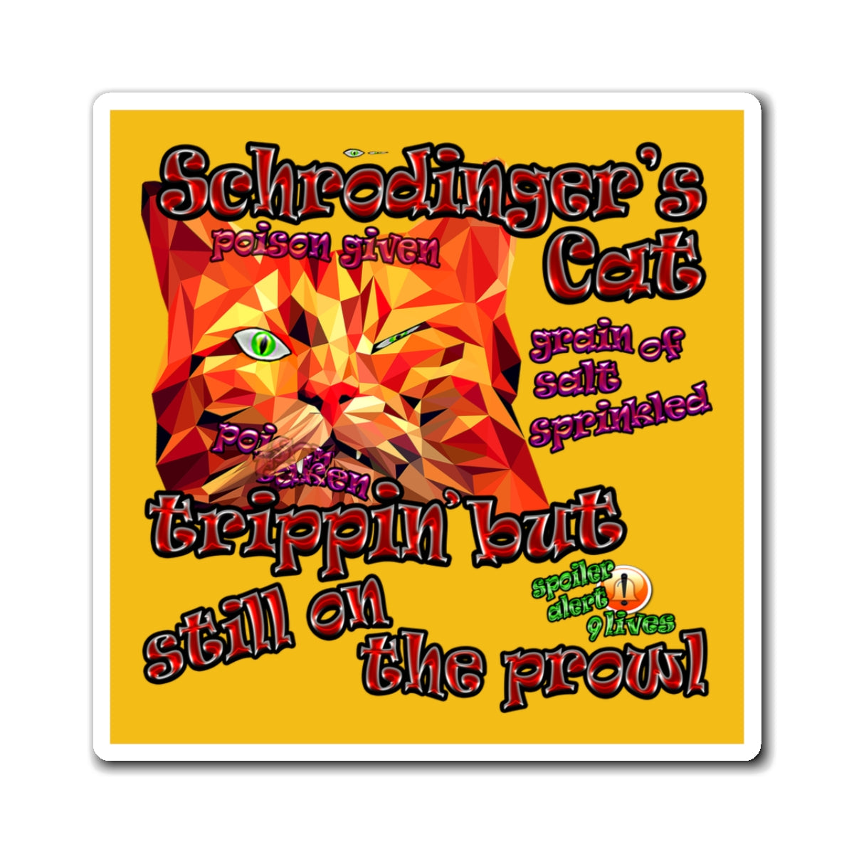 schrodinger's cat - Magnets - (yellow)