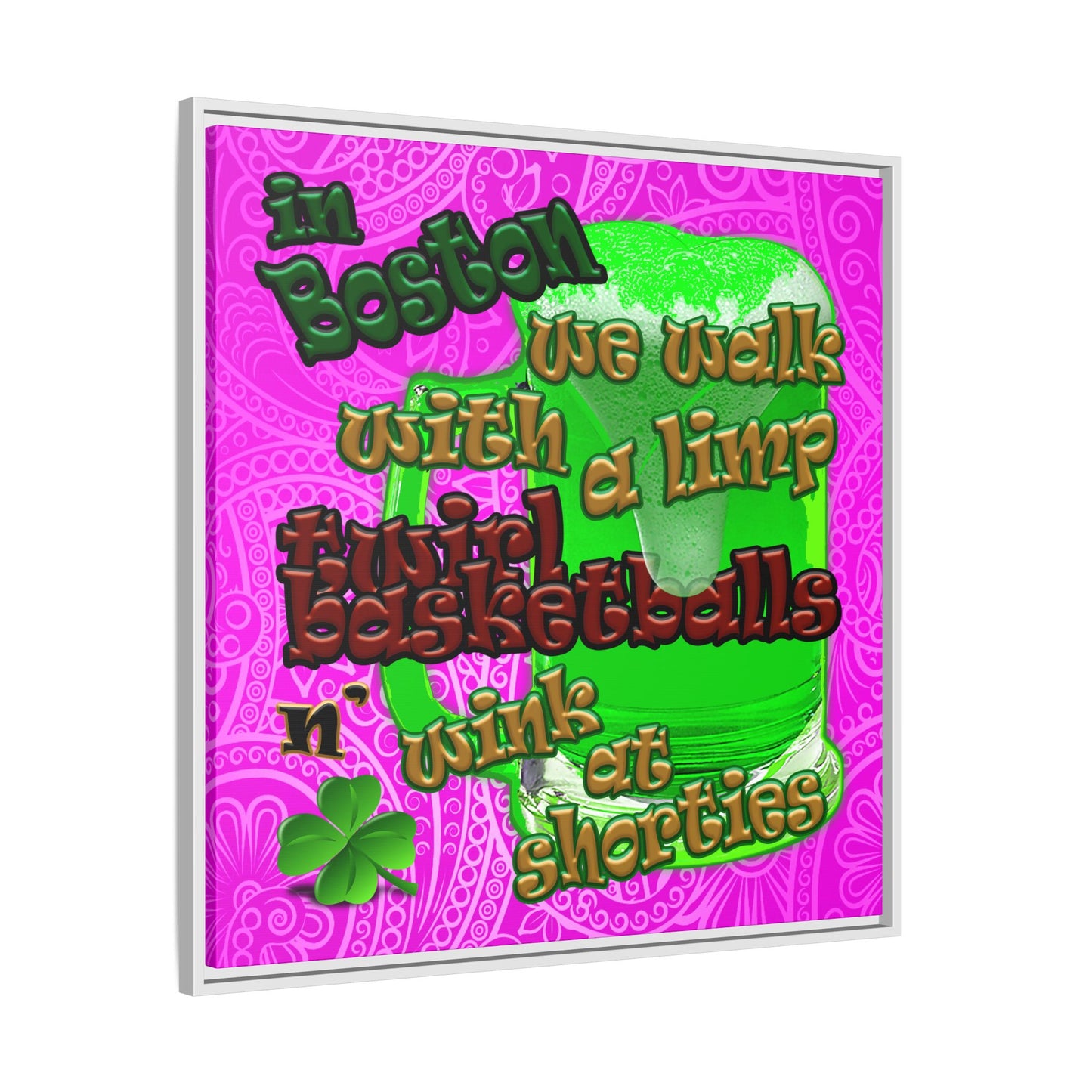 celtics logo - framed canvas art (pink swirl)
