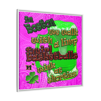celtics logo - framed canvas art (pink swirl)