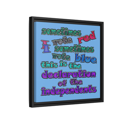 declaration of the independents - framed canvas art (light blue)