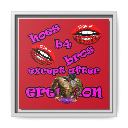 hoes b4 bros - framed canvas art (dark red)