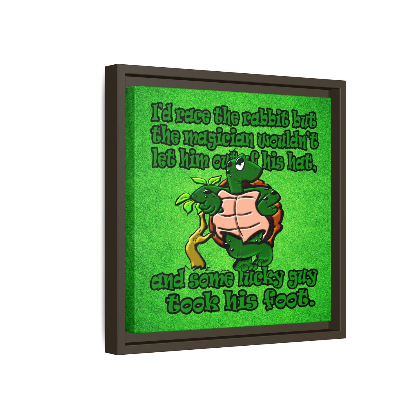 turtle race - framed canvas art (green turf)