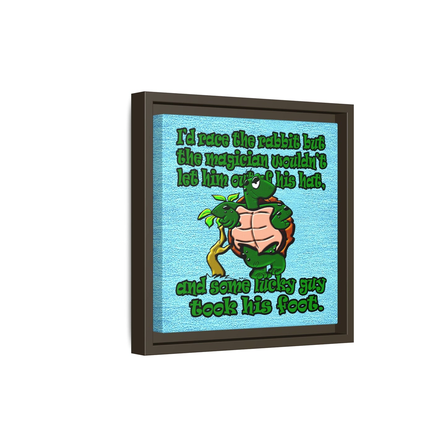 turtle race - framed canvas art (faded blue)