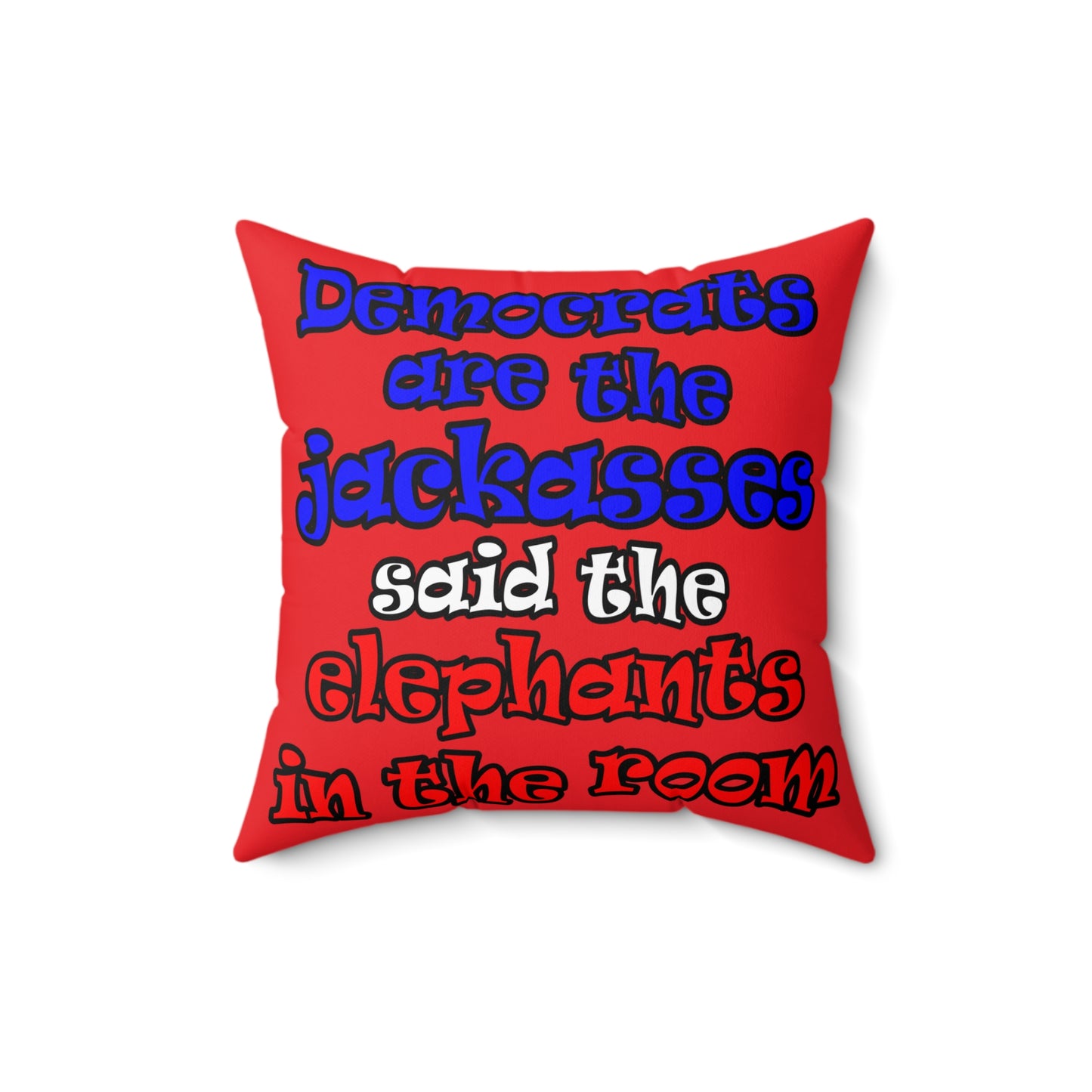 donkeys and elephants - Spun Polyester Square Pillow - (red)
