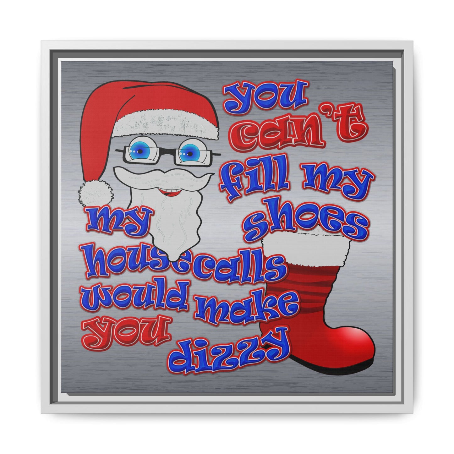 santa's shoes - framed canvas art (brushed nickel)