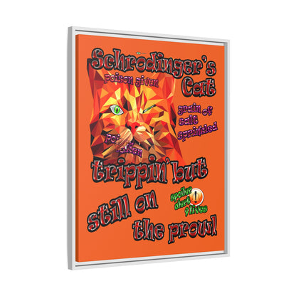 schrodinger's cat - framed canvas art (orange)