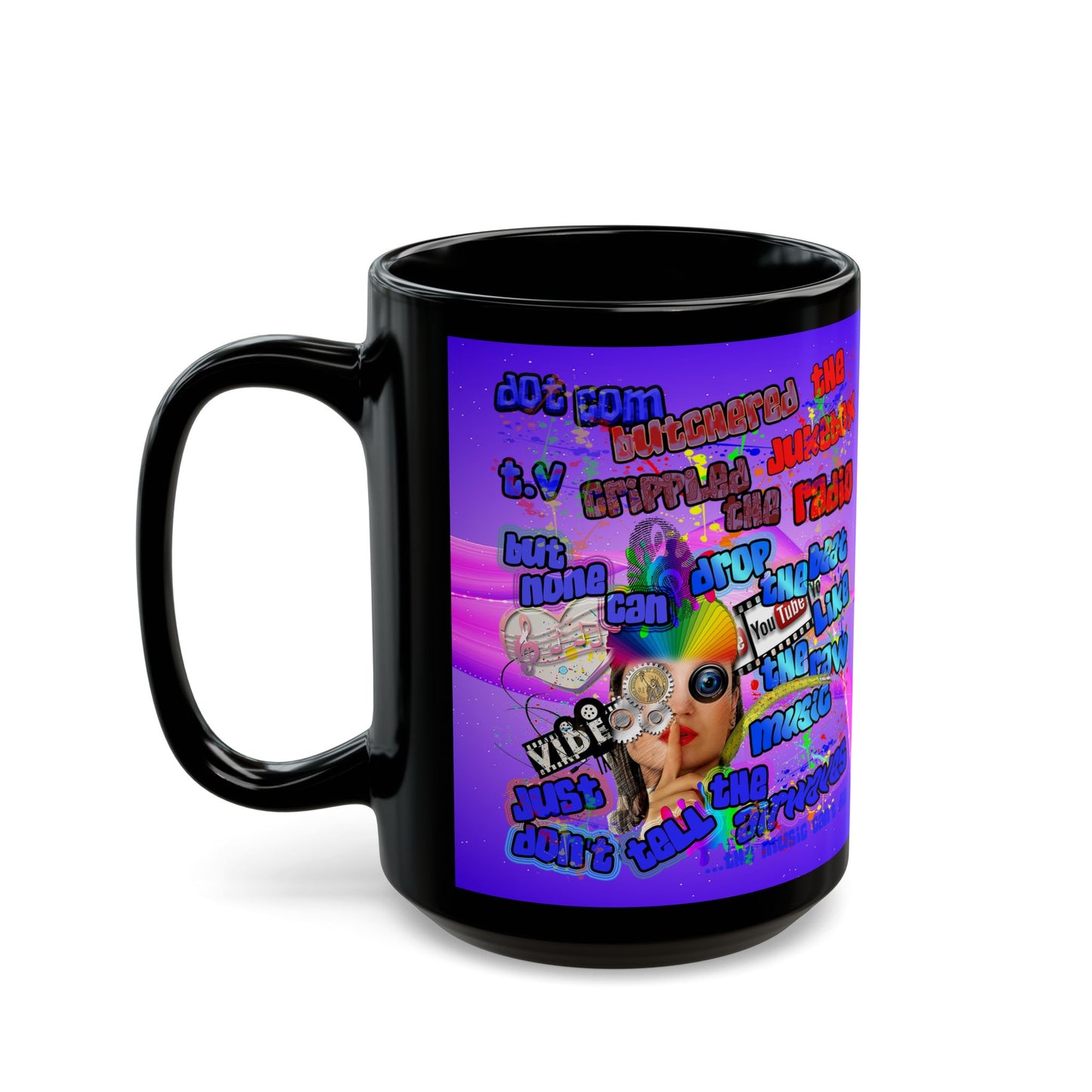 drop the beat - Black Mug (purple-pink wave)