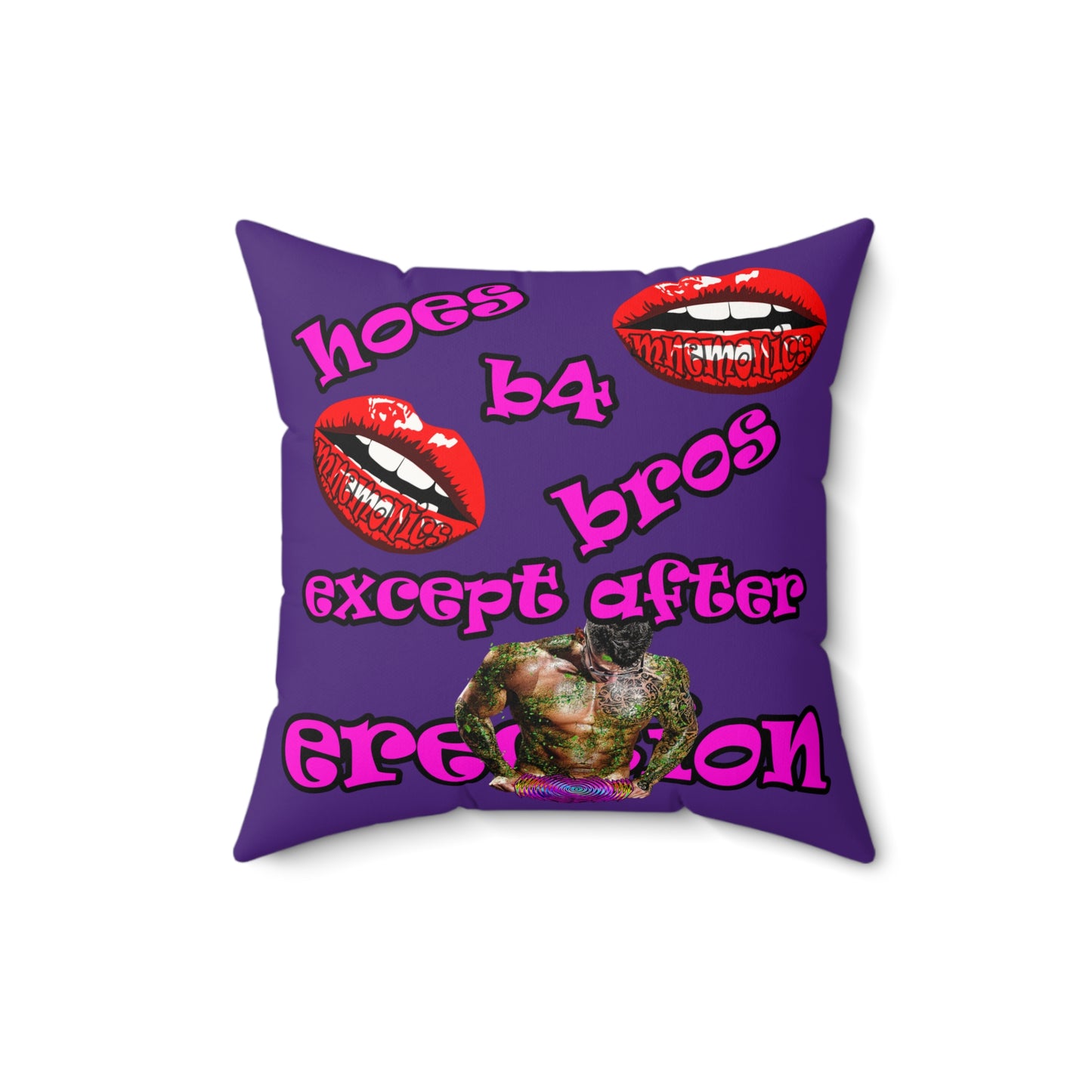 hoes b4 bros - Faux Suede Square Pillow - (purple)