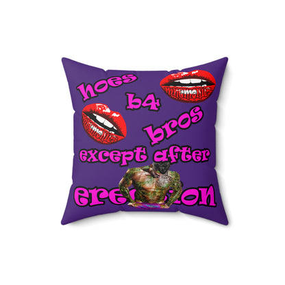 hoes b4 bros - Faux Suede Square Pillow - (purple)