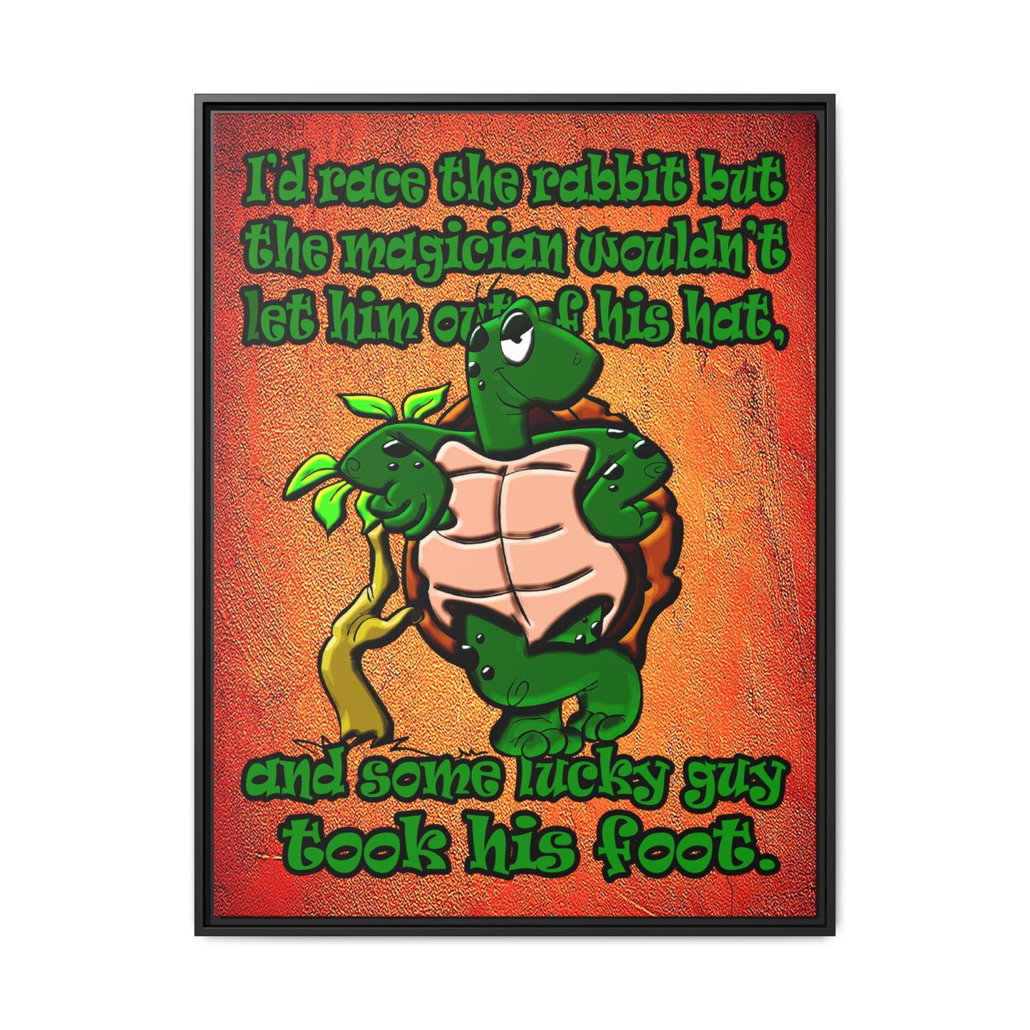 turtle race - framed canvas art (burnt orange)