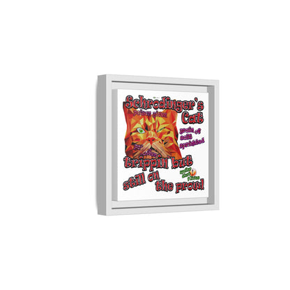 schrodinger's cat - framed canvas art (white)