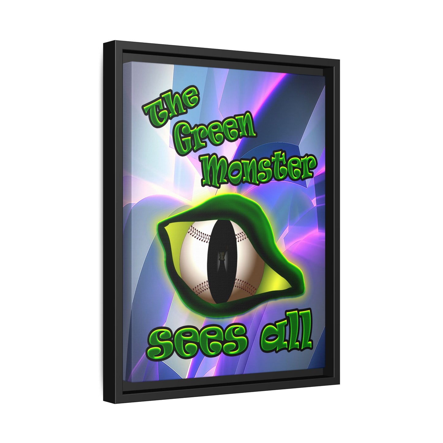 green monster - framed canvas art (grey-pink wave)
