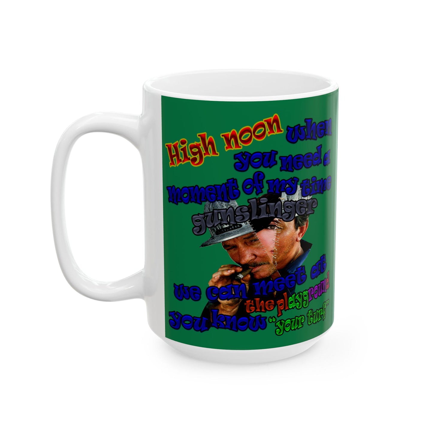 high noon - White Mug (dark green)
