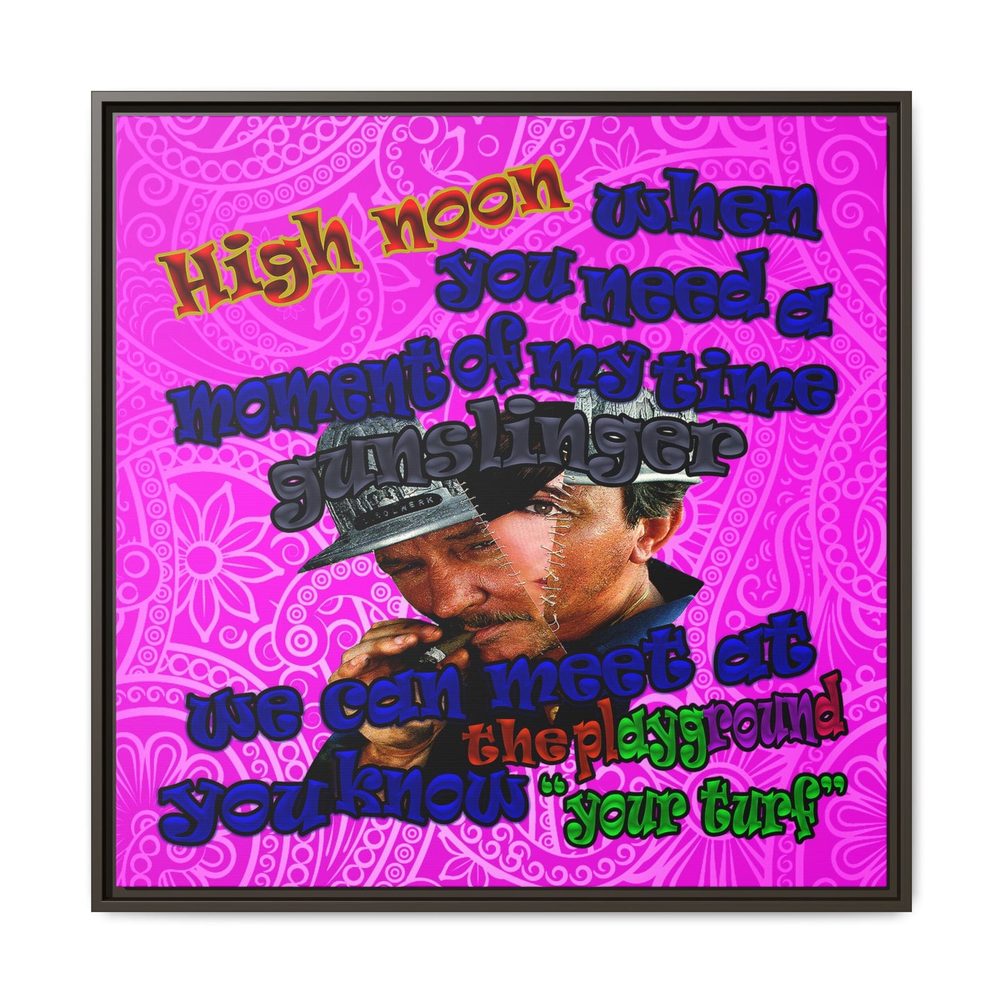high noon - framed canvas art (pink swirl)