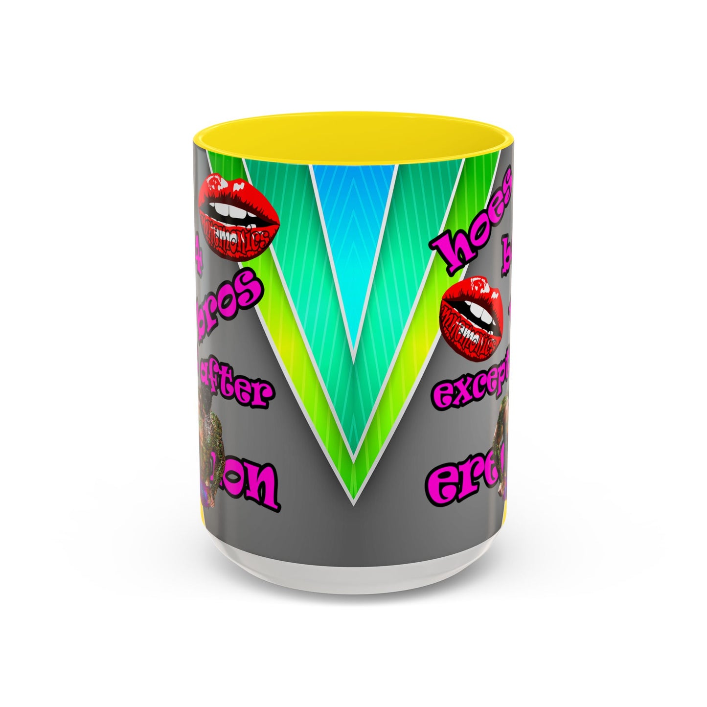 hoes b4 bros - Accent Mug (rainbow split)