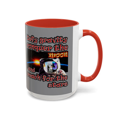 defy conquer reach - Accent Mug (grey)