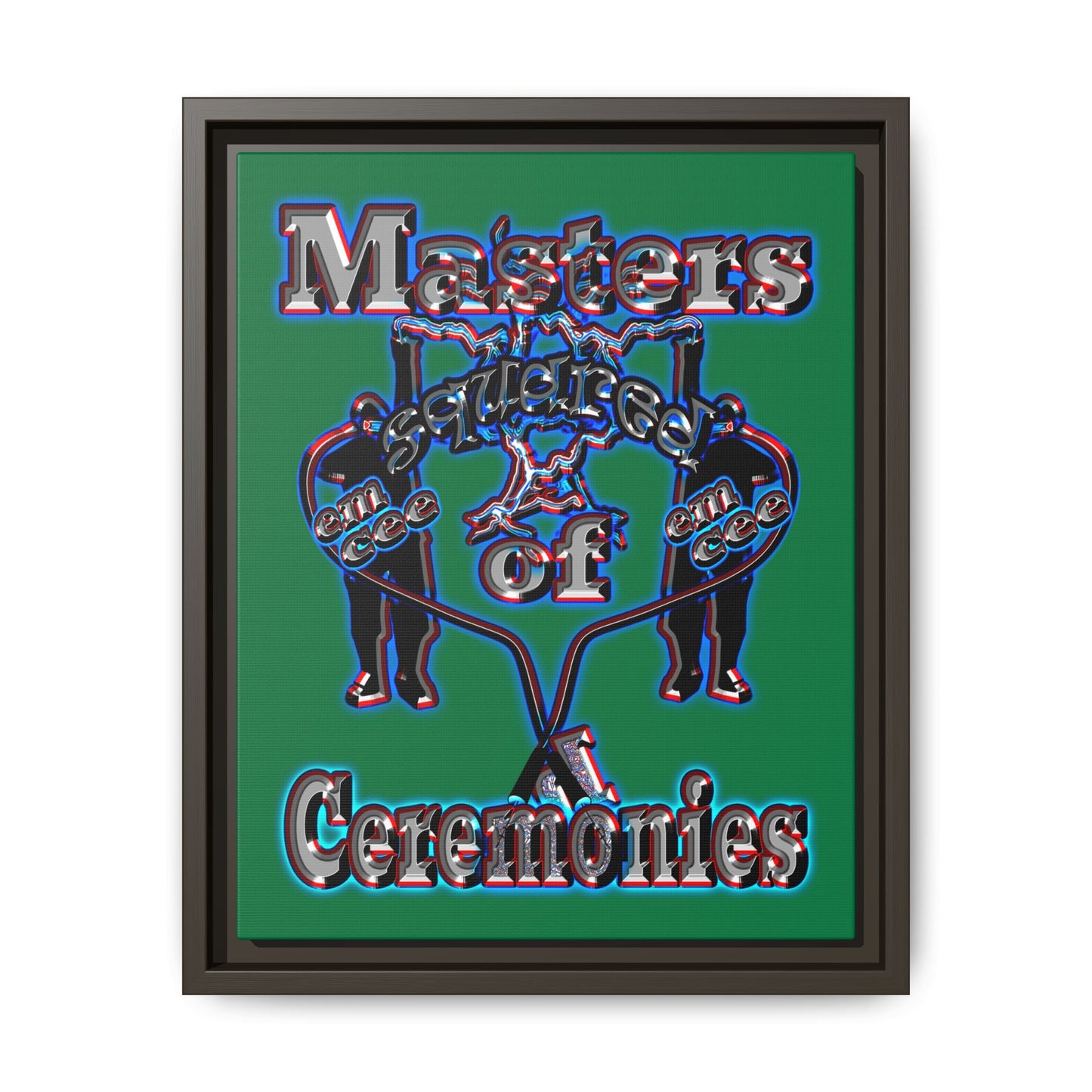 em cee squared - framed canvas art (dark green)