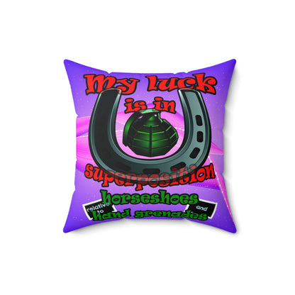 my luck - Faux Suede Square Pillow - (purple-pink wave)