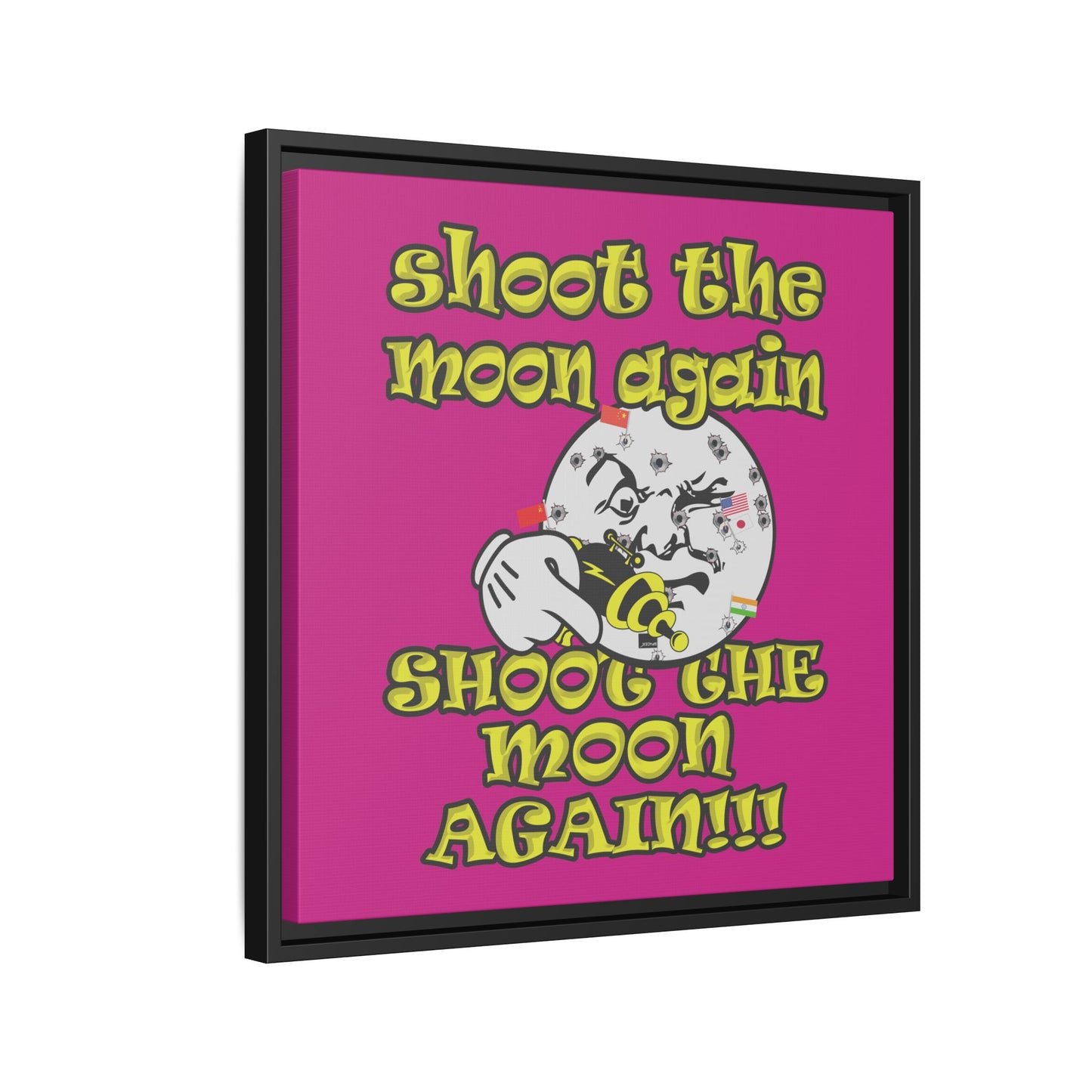 shoot the moon again - framed canvas art (pink)