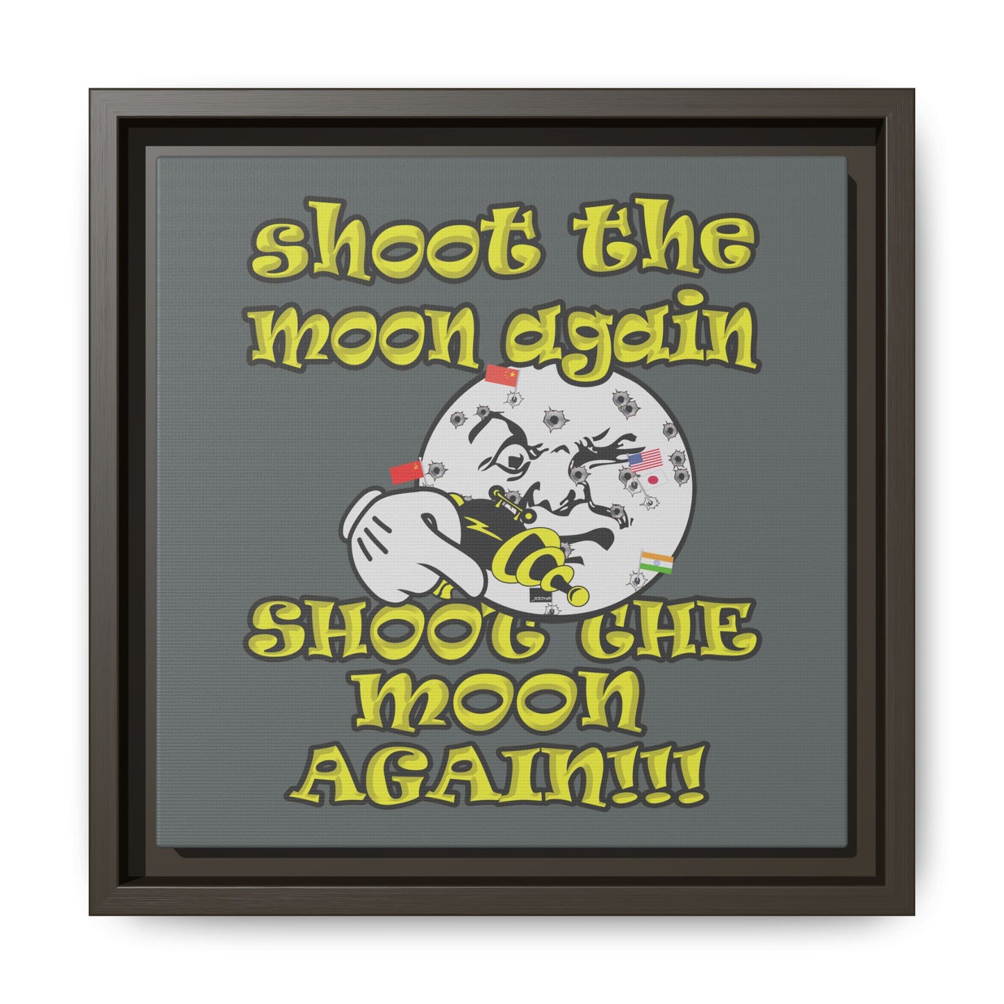 shoot the moon again - framed canvas art (dark grey)