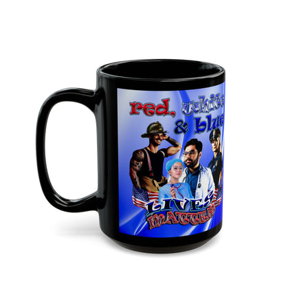 rw&b lives matter - Black Mug (blue-white wave)