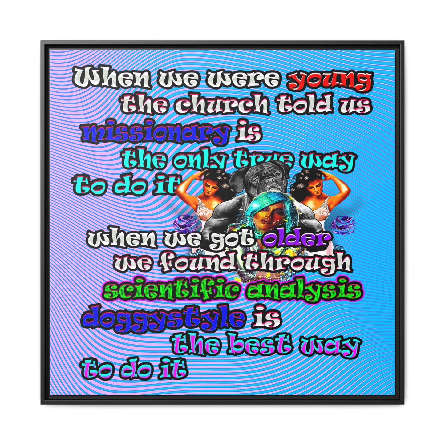 doggystyle - framed canvas art (light blue-purple wave)