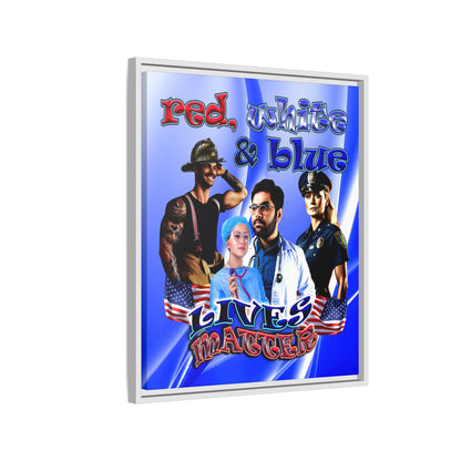 rw&b lives matter - framed canvas art (blue-white wave)