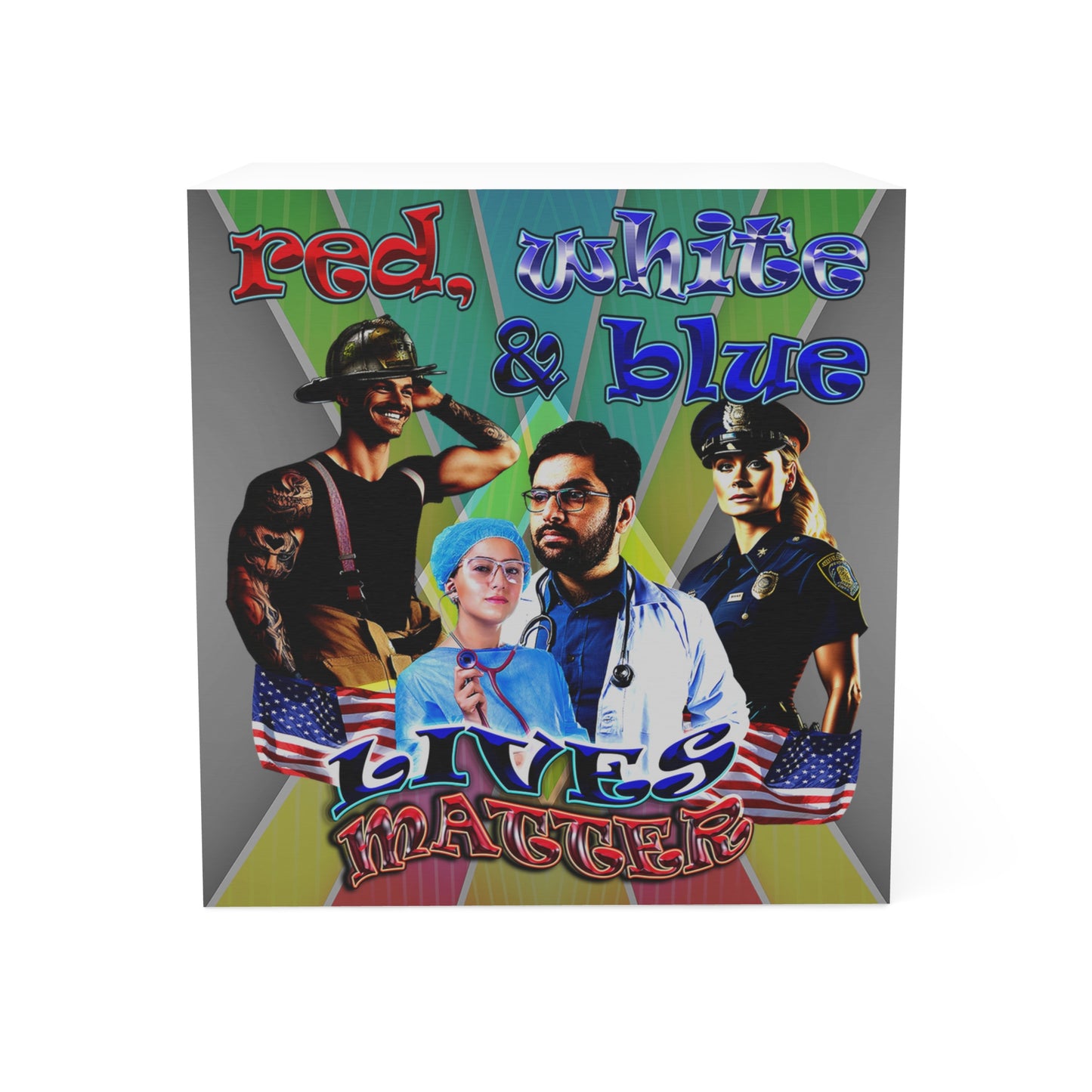 rw&b lives matter - note cube (rainbow split)