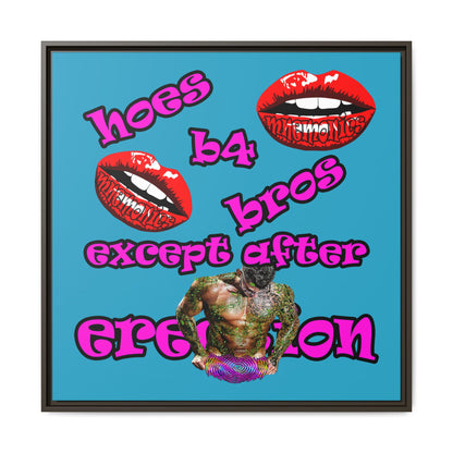 hoes b4 bros - framed canvas art (turquoise)