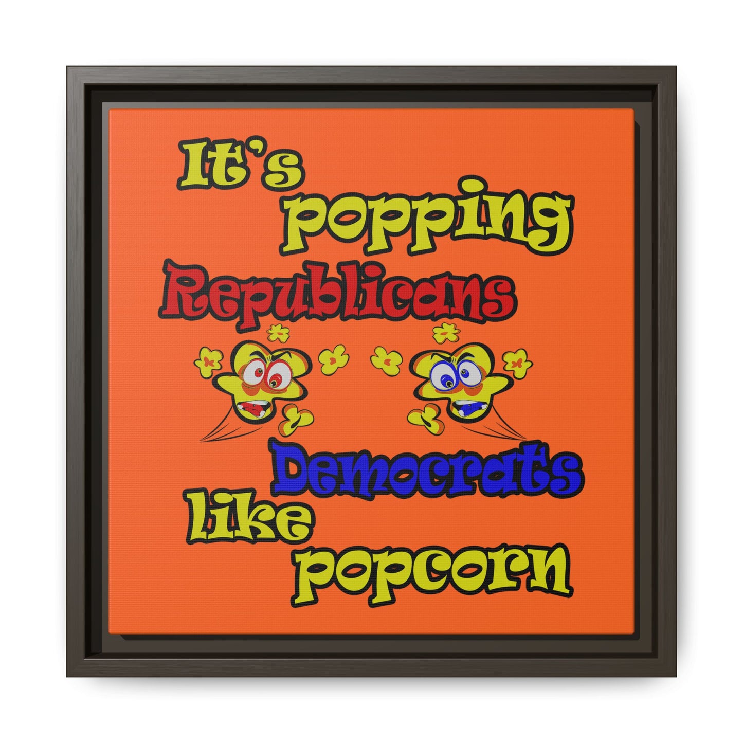 popping like popcorn - framed canvas art (orange)