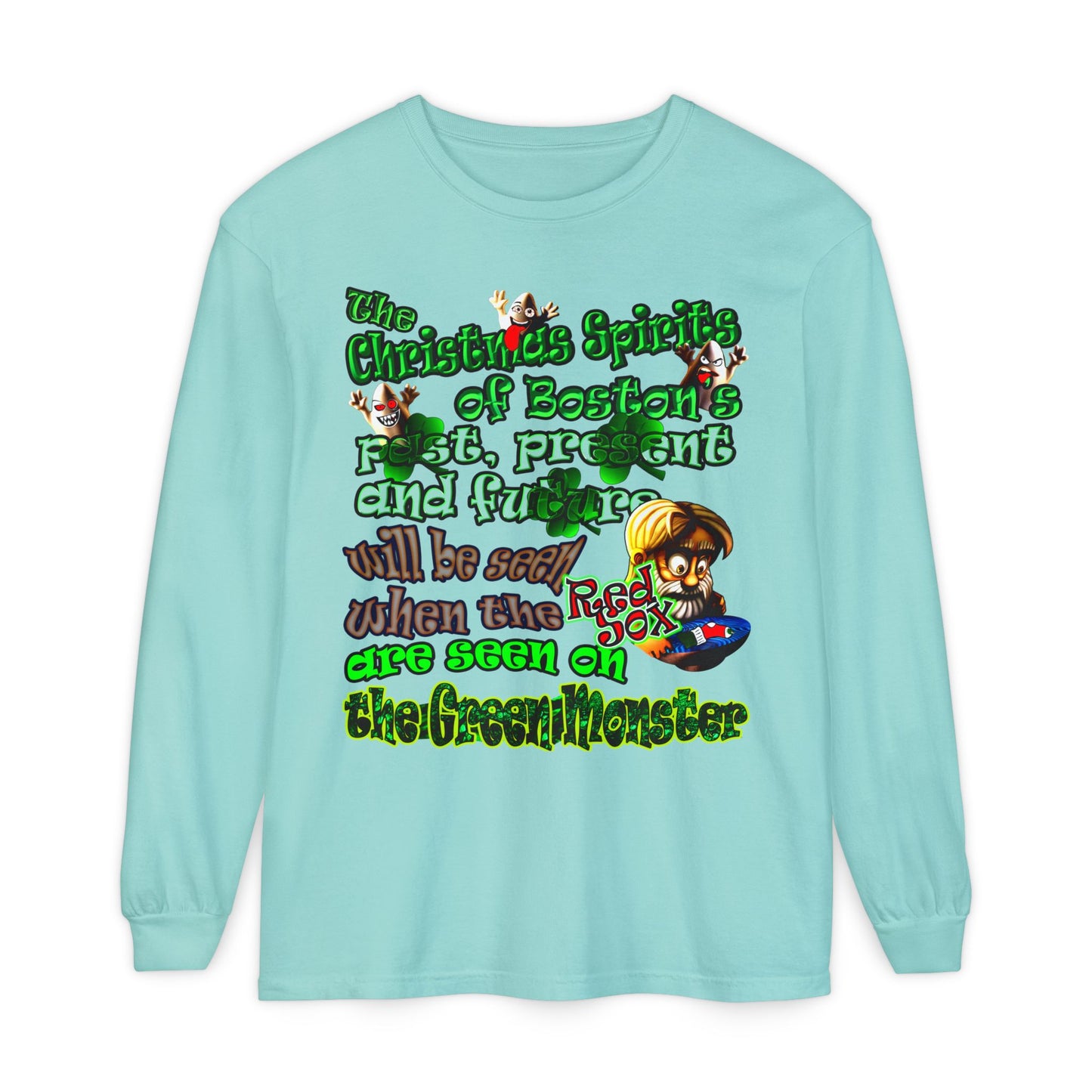 christmas spirits of boston - Unisex Garment-dyed Long Sleeve T-Shirt