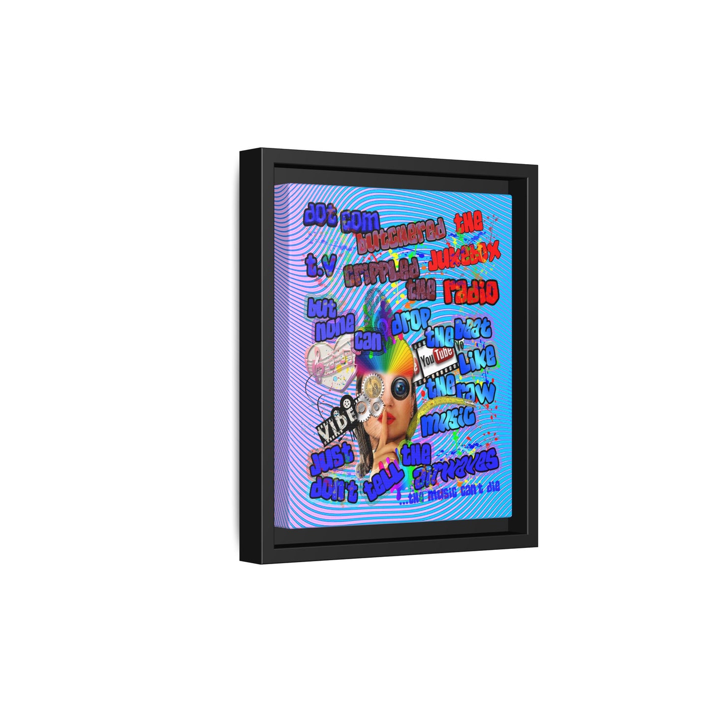 drop the beat - framed canvas art (light blue-purple wave)