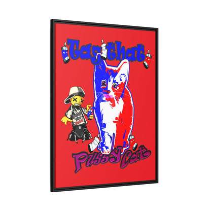 tag that - framed canvas art (red)