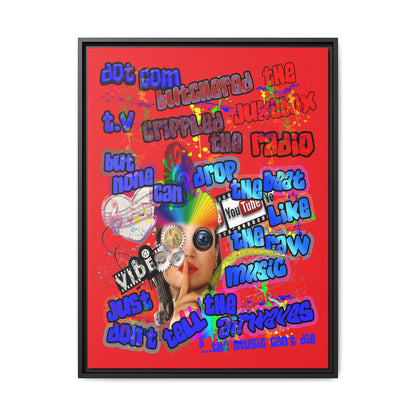 drop the beat - framed canvas art (red)