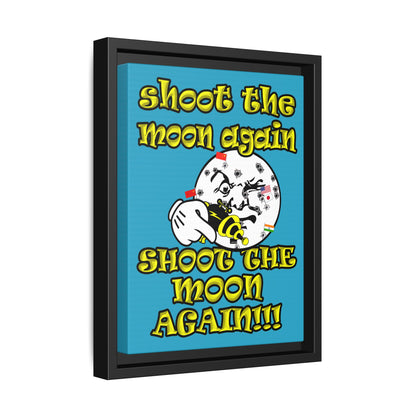 shoot the moon again - framed canvas art (turquoise)