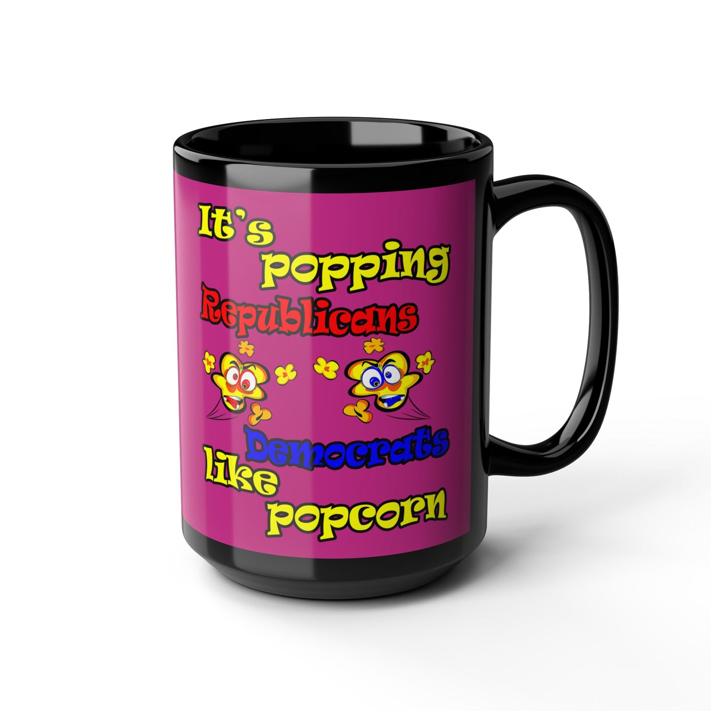 popping like popcorn - Black Mug (pink)