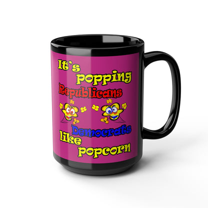 popping like popcorn - Black Mug (pink)