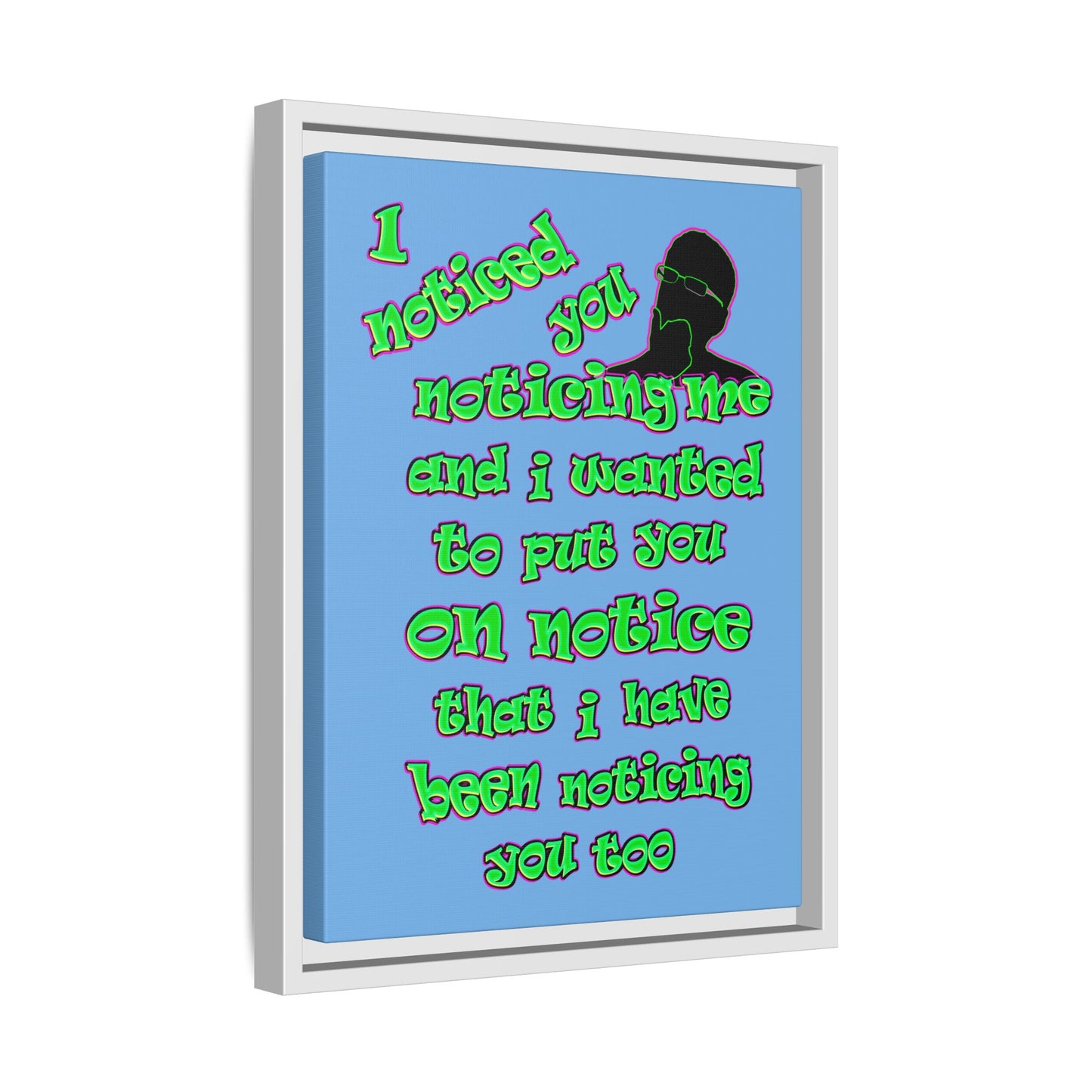 noticed you noticing - framed canvas art (light blue)