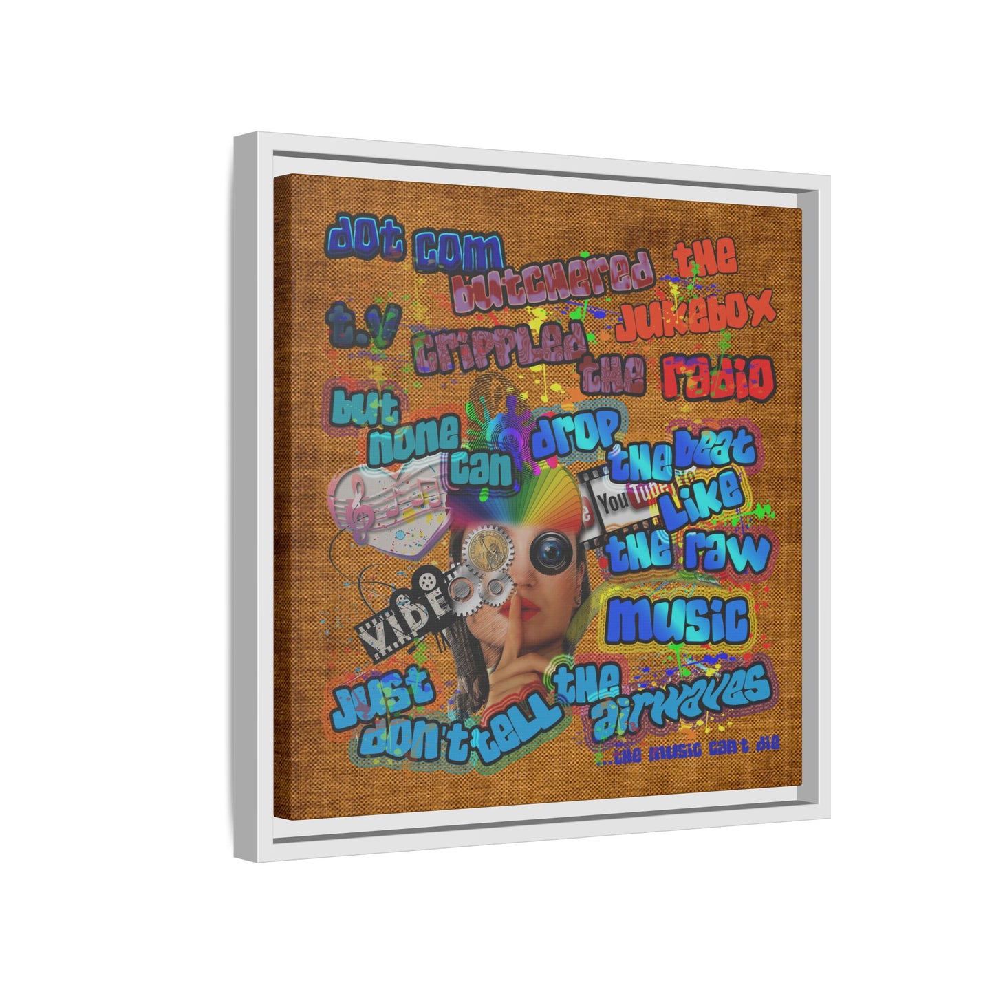 drop the beat - framed canvas art (brown papyrus)