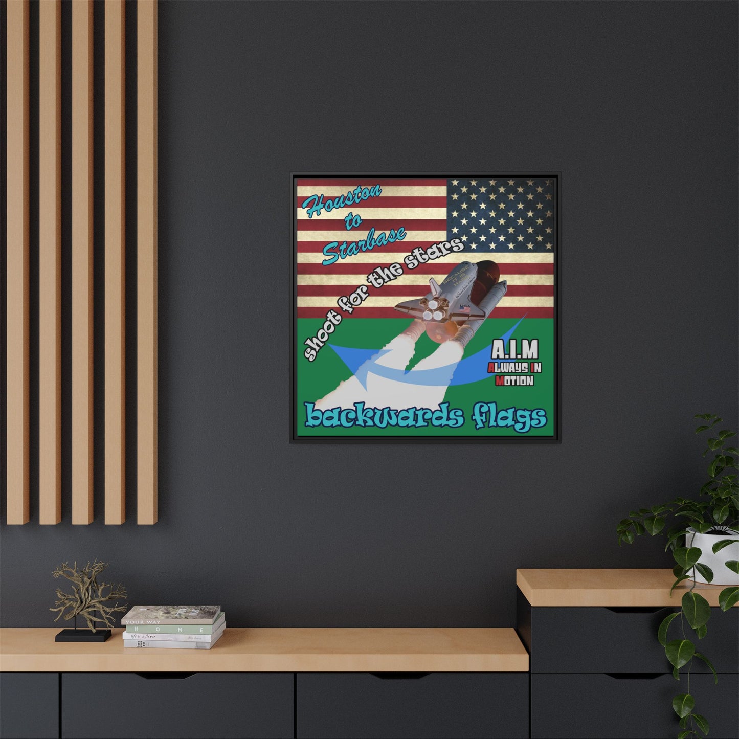 shoot for the stars - framed canvas art (dark green)