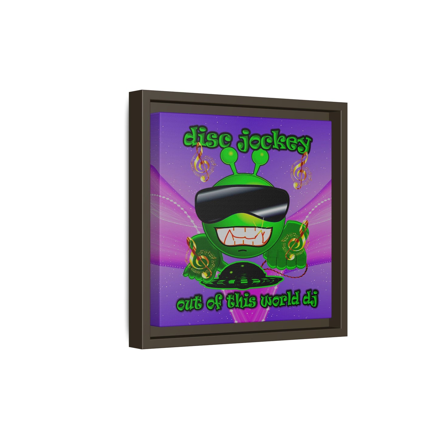 disc jockey - framed canvas art (purple-pink wave)
