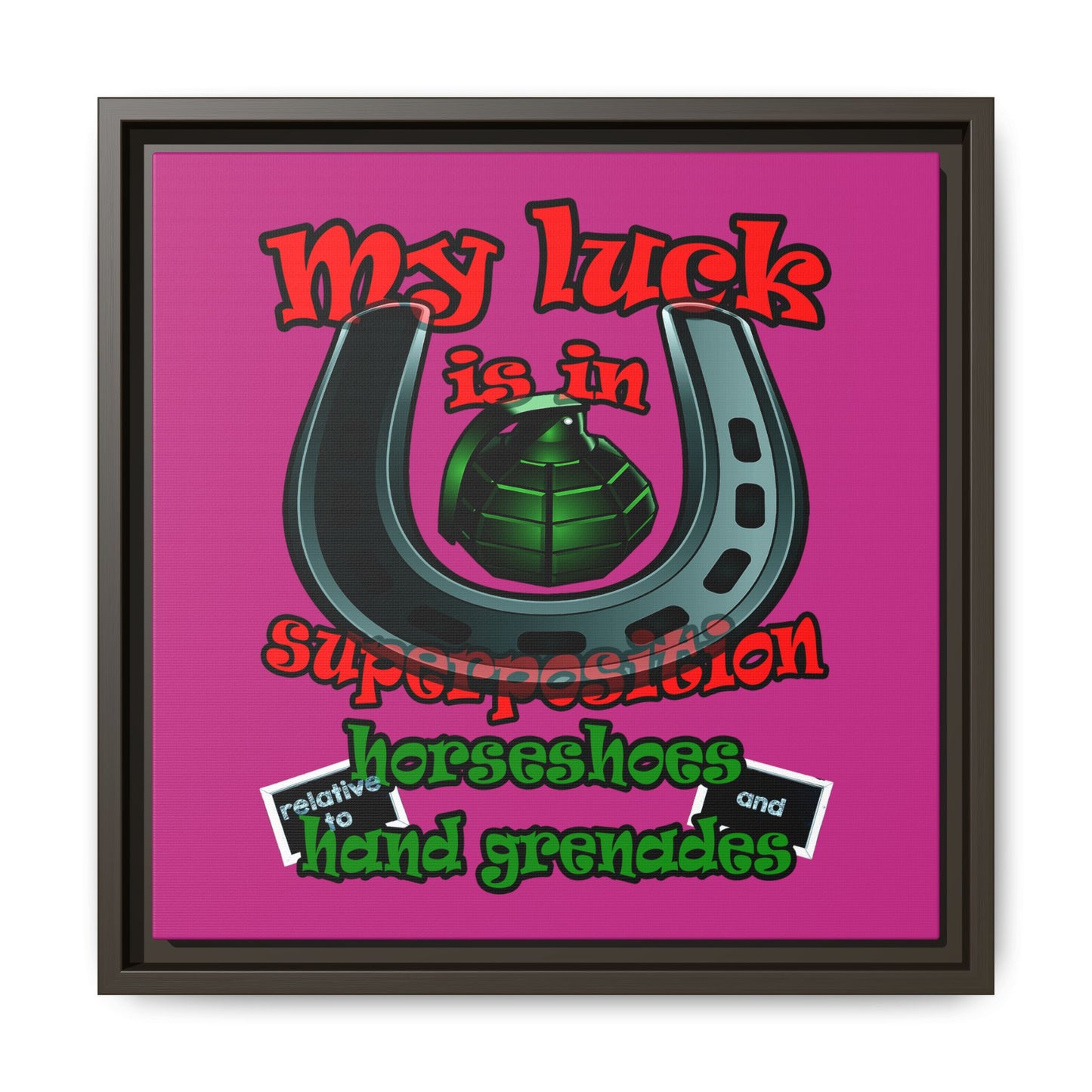 my luck - framed canvas art (pink)