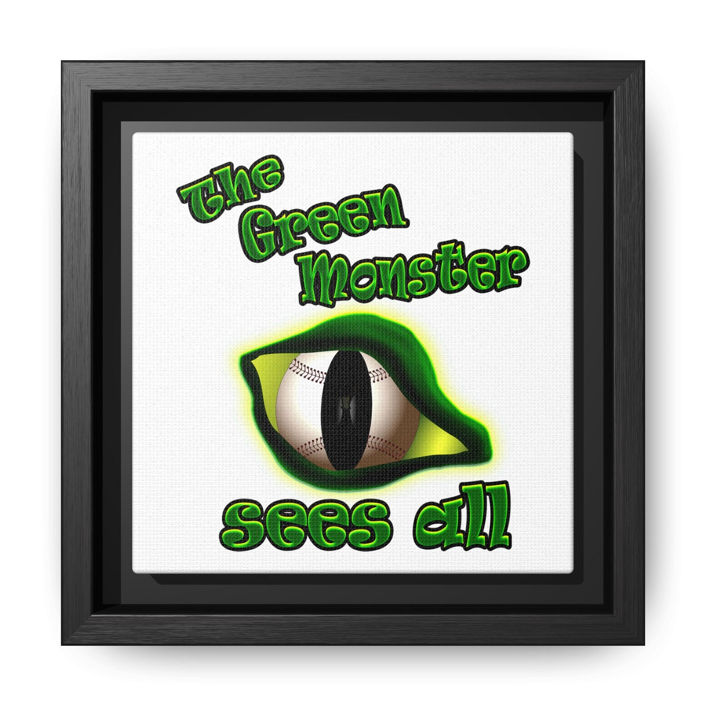green monster - framed canvas art (white)