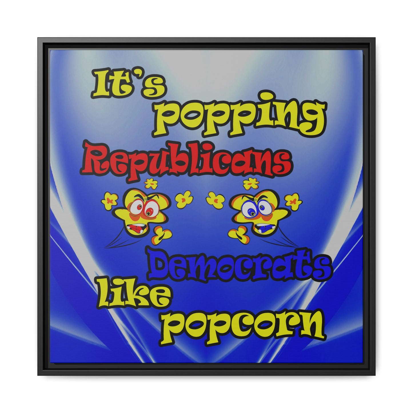 popping like popcorn - framed canvas art (blue-white wave)