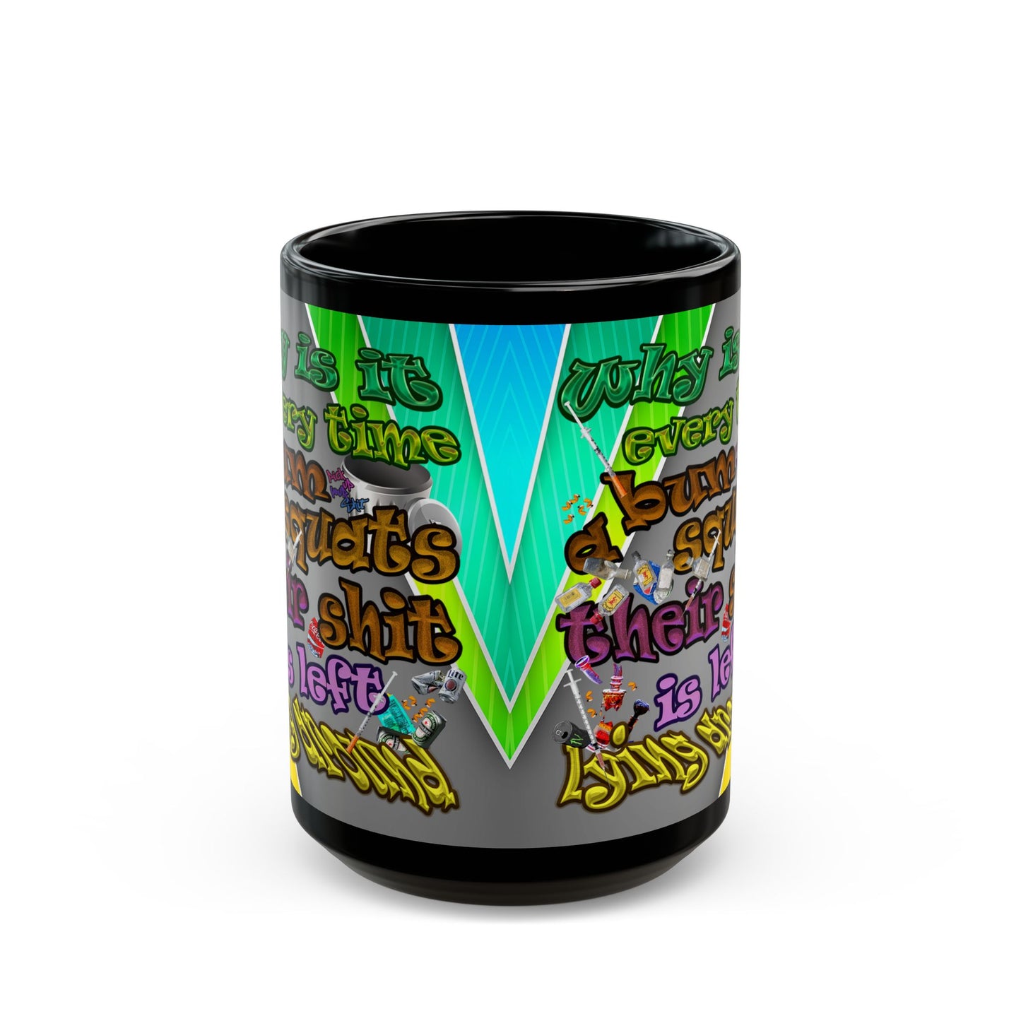 the bum's shit - Black Mug (rainbow split)