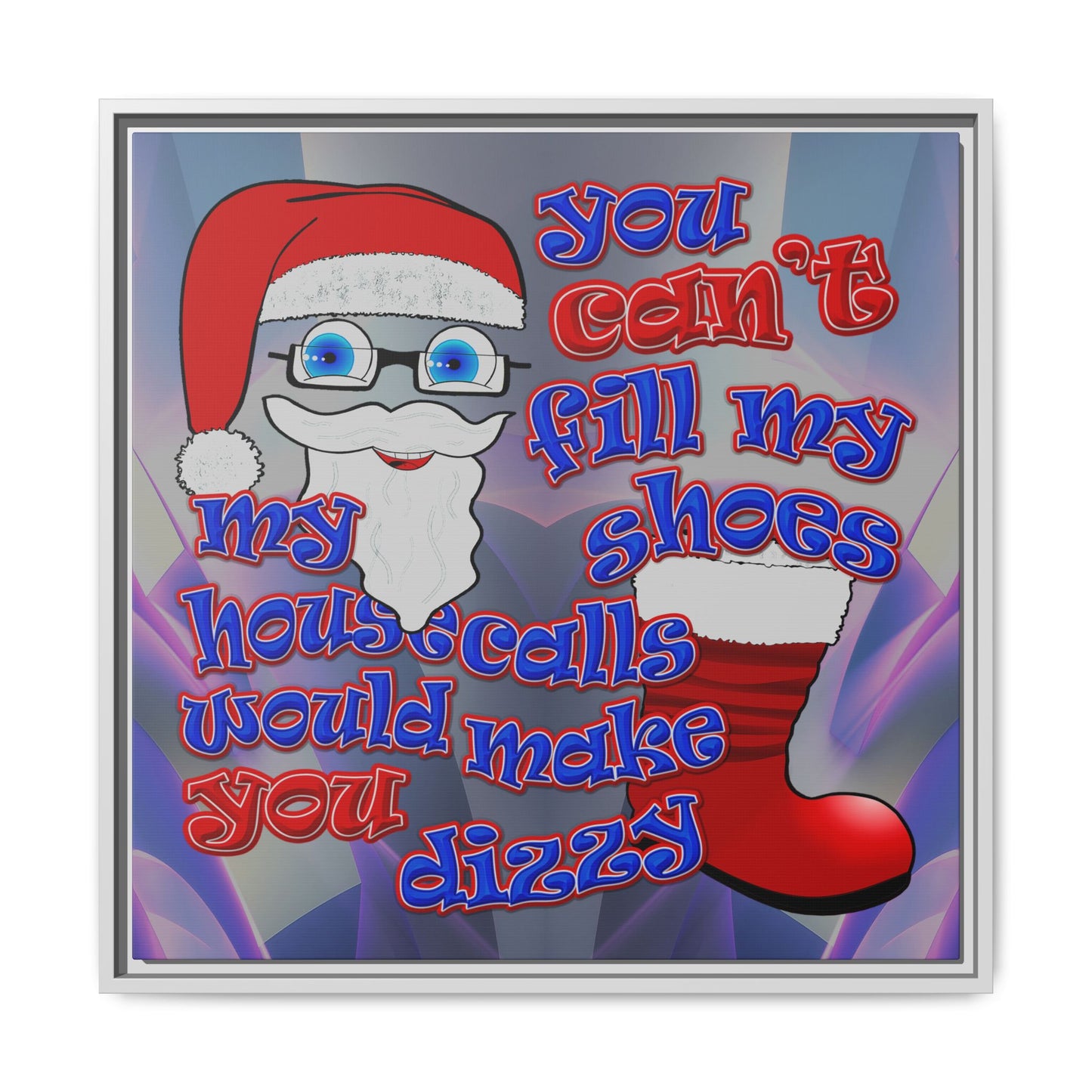 santa's shoes - framed canvas art (grey-pink wave)