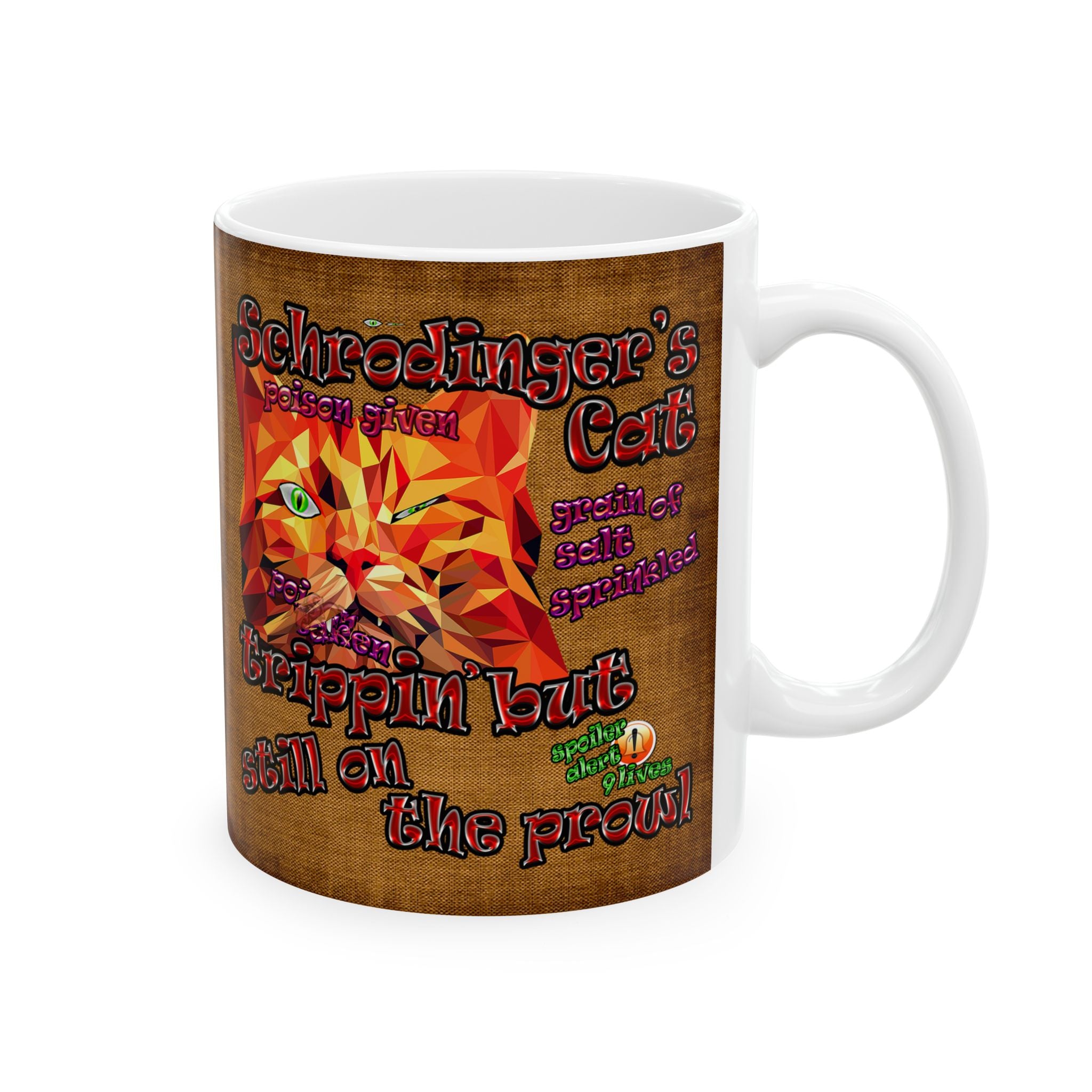 schrodinger's cat - White Mug (brown papyrus)